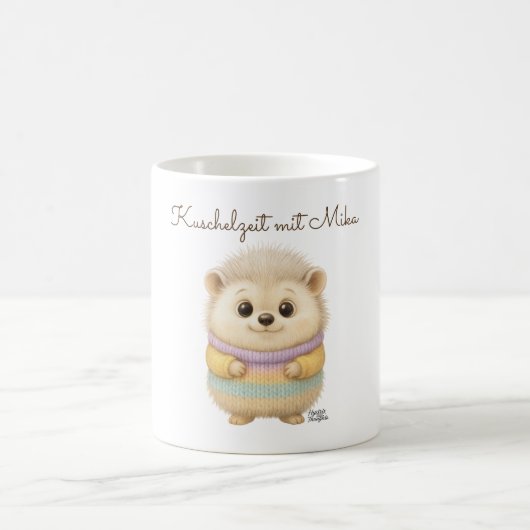 Kuschelzeit Igel mit Name コーヒーマグカップ (中央)