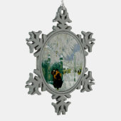 Kustodiev – 冬のシーン、有名絵画な スノーフレークピューターオーナメント (左)