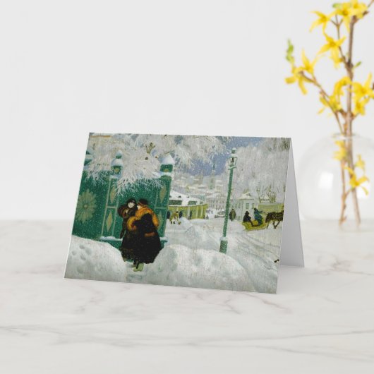 Kustodiev - Winter Scene, fine art painting カード (黄色い花)