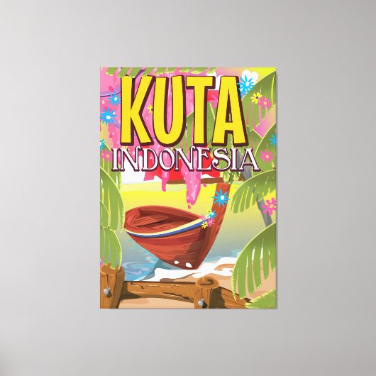 Kuta Indonesia旅行ポスター キャンバスプリント (正面)
