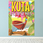 Kuta Indonesia旅行ポスター キャンバスプリント (インサイチュ (ウッドフロア))