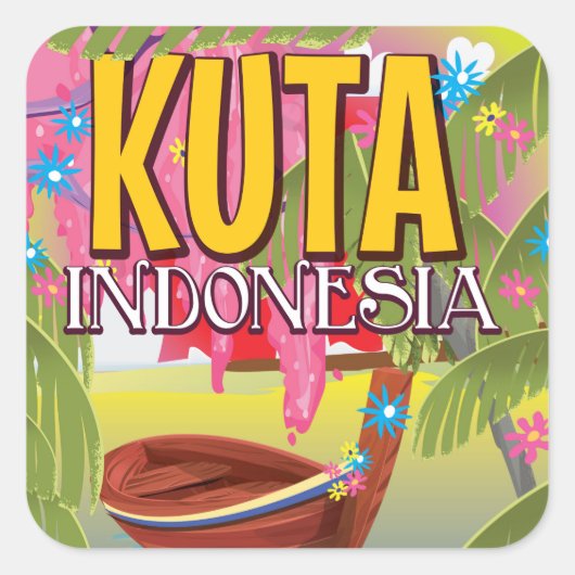 Kuta Indonesia旅行ポスター スクエアシール (正面)