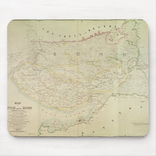 KutchおよびRunn、インド1854年の地図 マウスパッド (正面)