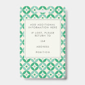 Kute Geometric Green Employee Photo ID 企業の バッジ (裏面)