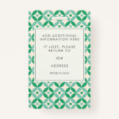 Kute Geometric Green Employee Photo ID 企業の バッジ (裏面)