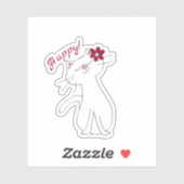 Kute Kitty White Cat Happy  シール (シート)