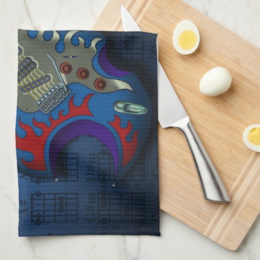 KuuMa Guitar 02 (B) キッチンタオル (四つ折り)