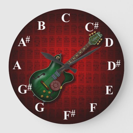 KuuMa Guitar Clock ラージ壁時計 (正面)