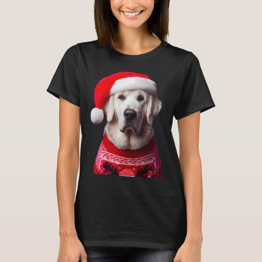 Kuvasz Dog With Santa Hat Christmasクリスマス所有者Lov Tシャツ (正面)