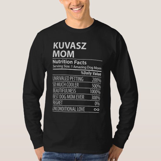 Kuvasz Mom Nutrition Facts  Kuvasz Dog Owner Tシャツ (正面)