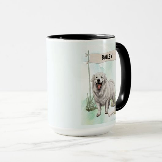 Kuvasz Watercolor Personalized Dog マグカップ (正面右)