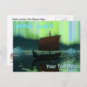 Kuvianak Innovia -バイキング船とノーザンライト ポストカード (正面/裏面)