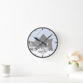 Kuwait Clock City Line Art ラウンド壁時計 (ホーム)
