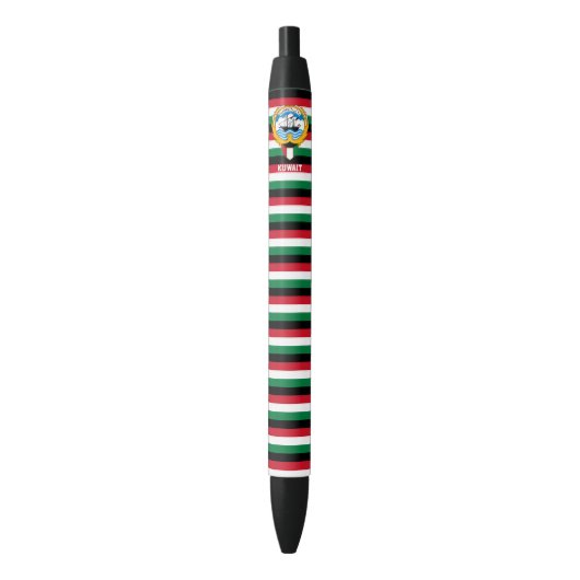 Kuwait Flag Cute Patriotic Black Ink Pen 黒ボールペン (正面縦)