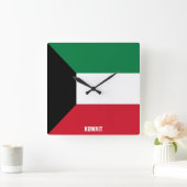 Kuwait Flag Dazzling Patriotic スクエア壁時計 (ホーム)