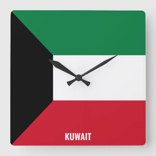 Kuwait Flag Dazzling Patriotic スクエア壁時計 (正面)