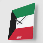 Kuwait Flag Dazzling Patriotic スクエア壁時計 (傾斜)