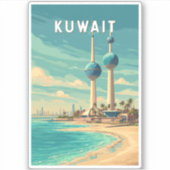 Kuwait Illustration Travel Art Vintage シール (正面)