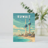 Kuwait Illustration Travel Art Vintage ポストカード (スタンド正面)