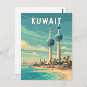 Kuwait Illustration Travel Art Vintage ポストカード (正面/裏面)