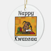 Kwanzaaの幸せな女の子Kinara セラミックオーナメント (左)