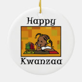 Kwanzaaの幸せな女の子Kinara セラミックオーナメント (裏面)