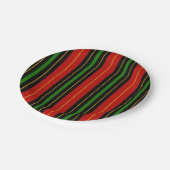 Kwanzaa | 赤はっきりした緑ブラックストライプ ペーパープレート (アングル)
