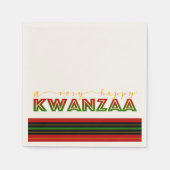 Kwanzaa | 非常に幸福なクワンザはっきりしたストライプ スタンダードカクテルナプキン (正面)