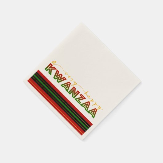Kwanzaa | 非常に幸福なクワンザはっきりしたストライプ スタンダードカクテルナプキン (角)
