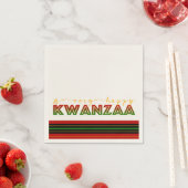 Kwanzaa | 非常に幸福なクワンザはっきりしたストライプ スタンダードカクテルナプキン (インサイチュ)