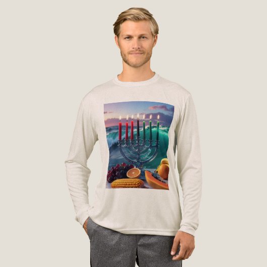 KWANZAA - 7 NIGHTS - KINARA トライブレンドTシャツ (正面全体)