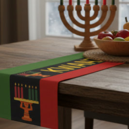 Kwanzaa Celebration Pan-African Vertical Stripes ショートテーブルランナー