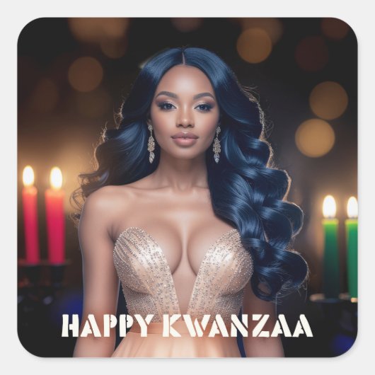 KWANZAA - HAPPY KWANZAA スクエアシール (正面)