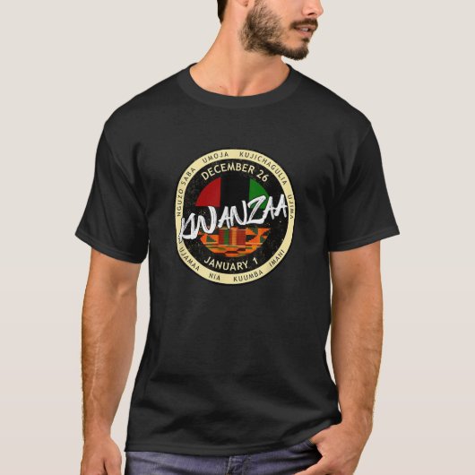 Kwanzaa Holiday Style Kwanzaa  Unisex Adults Black Tシャツ (正面)