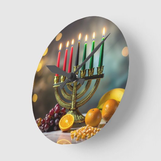 KWANZAA - KINARA -  ラウンド壁時計 (傾斜)