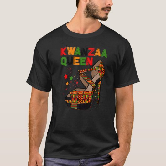 Kwanzaa Queen High Heels African American Afro Wom Tシャツ (正面)