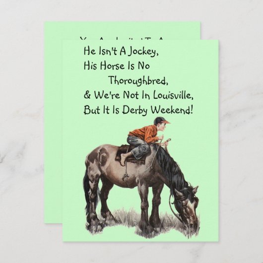 Kyケンタッキーダービーのパーティーを催すおもしろいの招待状 招待状 (正面/裏面)