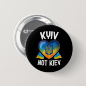 Kyiv Not Kiev _ウクライナ国旗のハートサポートUkrai 缶バッジ (正面&裏面)