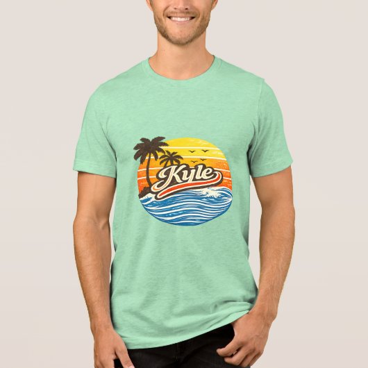 Kyle Retro Sunset Name Design トライブレンドＴシャツ (正面)