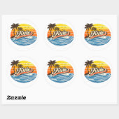 Kyle Retro Sunset Name Design ラウンドシール (シート)