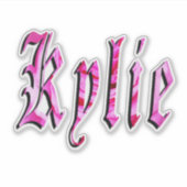"Kylie" Floral Pink Kylie Name, シール (正面)