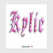 "Kylie" Floral Pink Kylie Name, シール (シート)