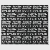 Kylie Happy Birthday silver black Geschenk papier ラッピングペーパー (フラット)