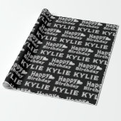 Kylie Happy Birthday silver black Geschenk papier ラッピングペーパー (アンロールド)