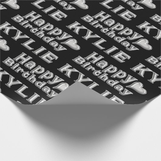 Kylie Happy Birthday silver black Geschenk papier ラッピングペーパー (角)