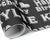 Kylie Happy Birthday silver black Geschenk papier ラッピングペーパー (ロールコーナー)