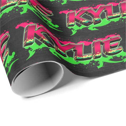 Kylie Vorname Name Graffiti red green ラッピングペーパー (ロールコーナー)