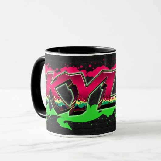 Kylie Vorname Name Graffiti red green Tasse マグカップ (正面左)