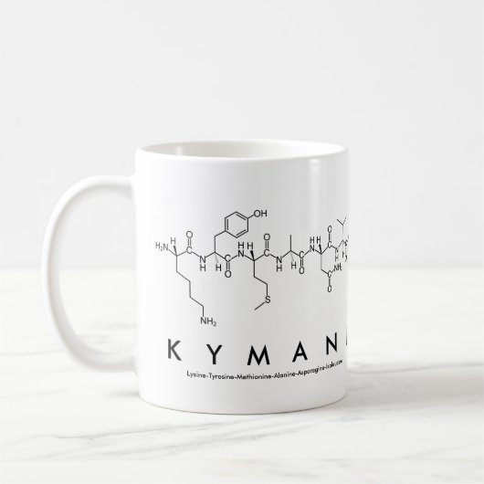 Kymaniペプチド名mug コーヒーマグカップ (左)
