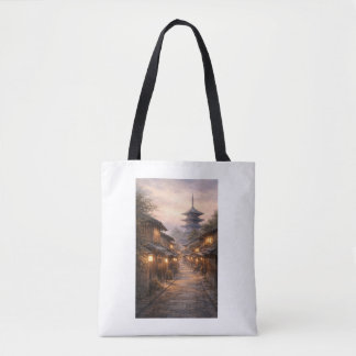Kyoto Dusk Tote – Japanese Watercolor Zen Street トートバッグ